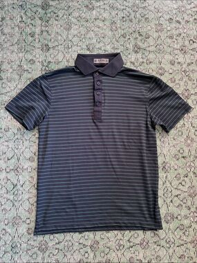 G/FORE Black Polo with Green Stripe Accents
